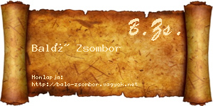 Baló Zsombor névjegykártya